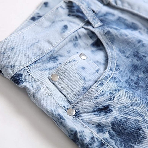 New Mens Painted Designer Slim Fit Jeans Multiple Sizes - Picture 3 of 4